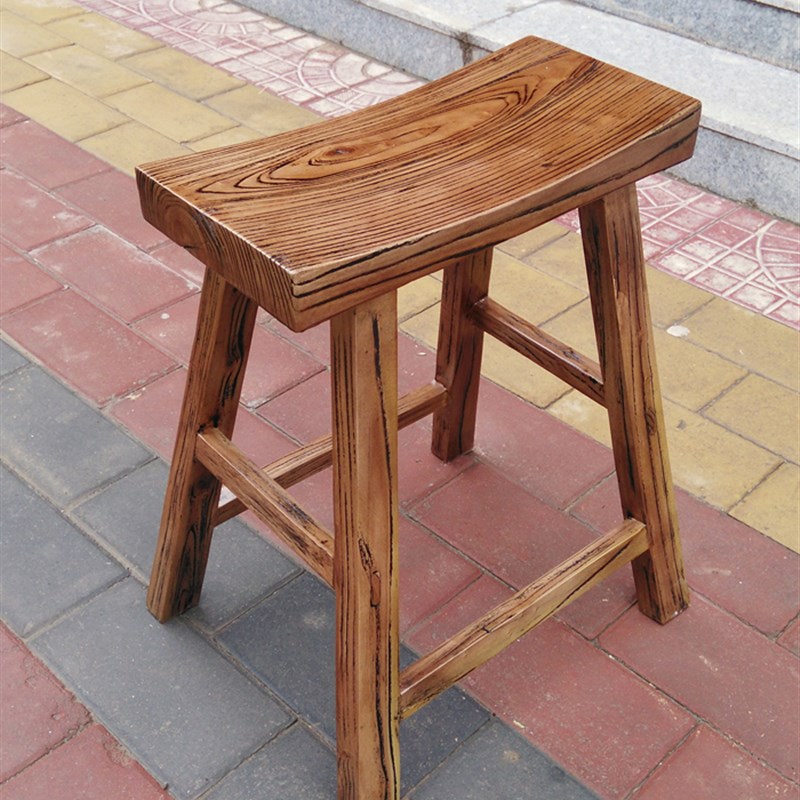 批量独板老榆木凳子马鞍凳实木条凳榫卯仿古怀旧凹面凳餐桌椅吧凳