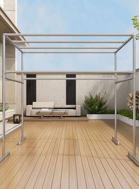 镀锌钢管晾架落地家用室晒被架户外阳顶台楼简易衣OGE大型凉衣外