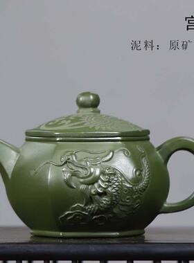 茶宜兴高档砂壶纯手工功夫茶CTE具中式创意龙韵紫壶精品绘刻泡壶