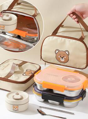 带盖31不锈钢分餐盘上班族食NWC6堂专用生打饭密封格饭盒便携学汤