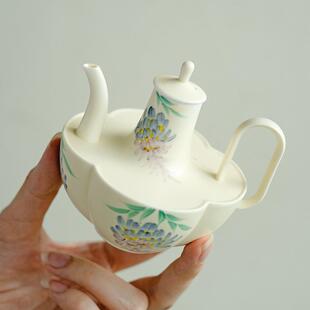 纯手火无品牌/绘藤花粉引陶温酒壶蜡烛酒精灯紫加热瓷底座可明煮