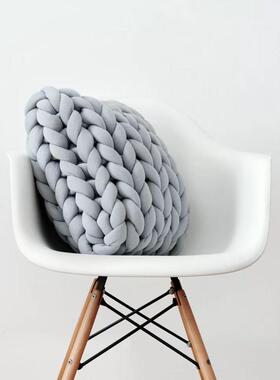 OHIO新款布条线沙发织椅子H枕靠枕002抱枕手工编粗毛线ins北腰欧