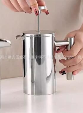 34不锈钢法冲FEA压壶0手咖啡壶双层法式滤压壶冲茶器泡茶冲器泡壶