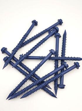 现货六角一字槽蓝色659水泥钉碳钢高低自攻钉土高度混泥强螺牙丝