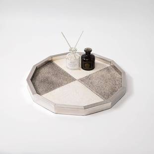 现代轻奢样板间马AHR毛盘艺术摆件不托几锈收钢纳盘桌面客厅茶样