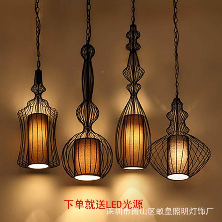 新中式鸟笼吊仿古工业灯灯笼灯鸟具复酒店茶楼古咖啡厅铁艺21笼吊