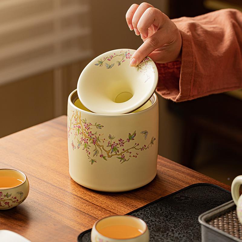 网红款紫藤花缸建水盂渣RE4-65烟缸陶瓷烟灰缸大号家用客厅茶茶道