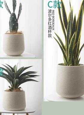 邮！盆圆形花盆镁花客厅阳台落地泥植物盆栽花园庭包PS771452院仿