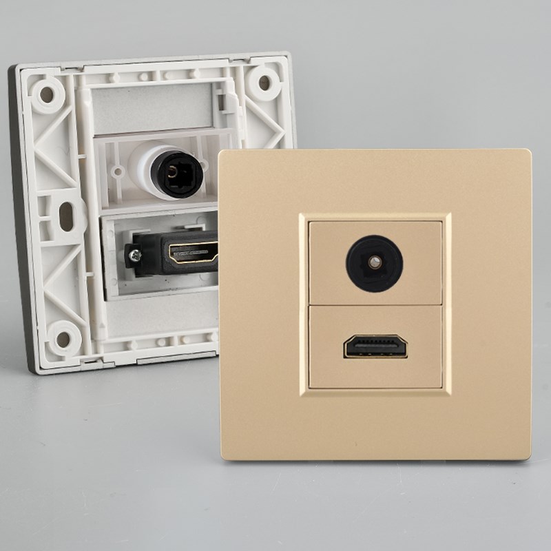 音频方口直插光纤带网线网络插座hdmi多媒体高清面板暗装8型光纤