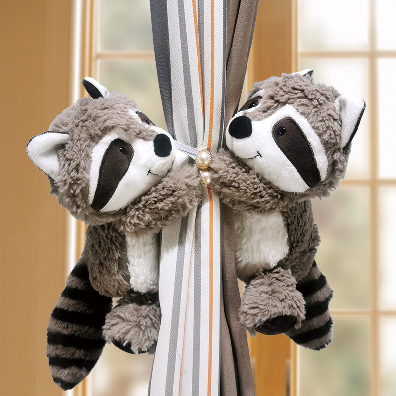 可爱浣熊公仔窗帘扣绑带儿童房捆绑挂饰抱扣卡通玩偶绑饰点缀饰品