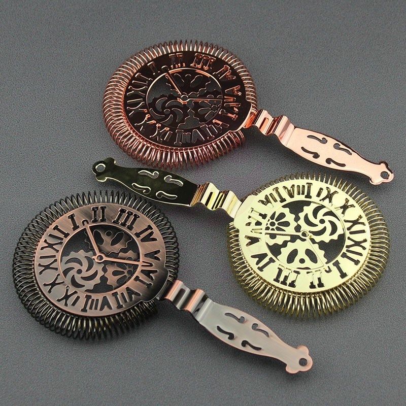 酒术不锈钢时钟造型调酒过滤器欧式霍桑滤冰器隔冰器过滤网滤酒器