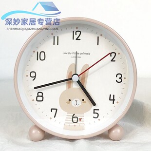 静音闹钟学生用卧室床头钟表儿童卡通桌面夜灯台钟女生可爱小闹表