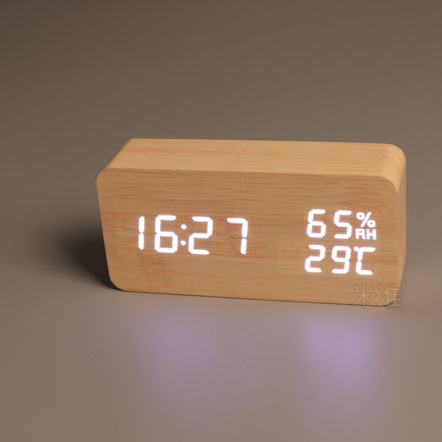 简约温湿度LED闹钟静音床头夜光电子时钟学生创意钟表桌面电子钟