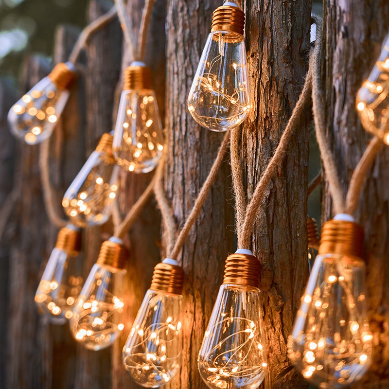 led复古麻绳吊灯彩灯满天星灯串闪灯庭院创意装饰露营餐厅氛围灯