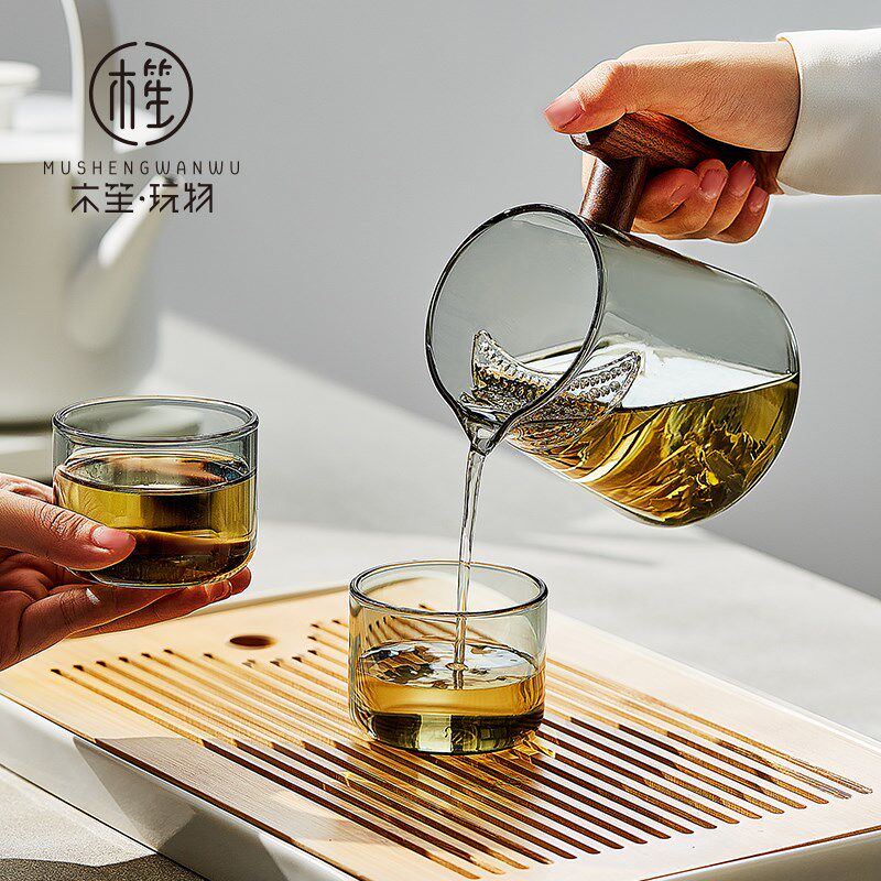 玻璃公道杯耐热月牙茶壶茶漏过滤一体茶水分离泡茶公杯分茶器家用