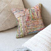 艺术自然文艺波西米亚幻彩手工编织棉混纺方沙发抱枕靠垫靠枕腰枕