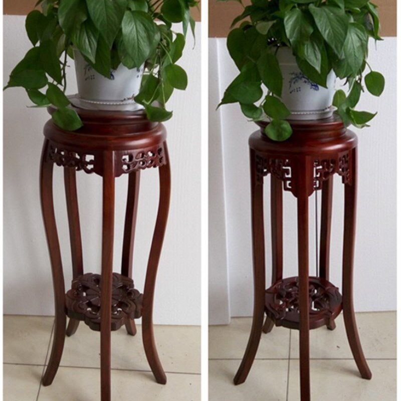 实木花架客厅木质吊兰榆木仿古绿萝盆景圆形欧式室内架子阳台中式