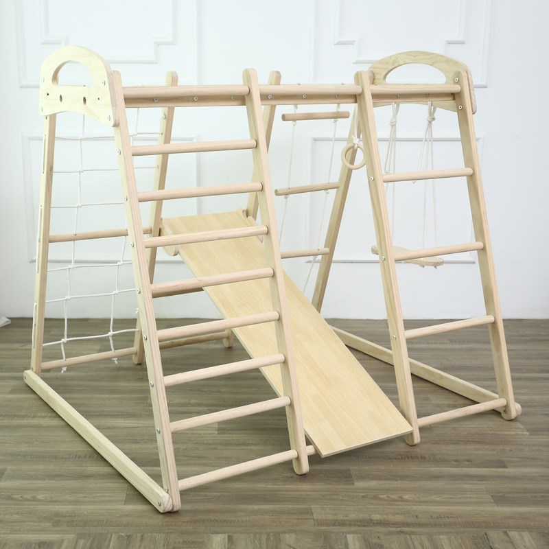 儿童实木攀爬架室内宝宝木质滑梯秋千攀岩家用小型滑滑梯家庭