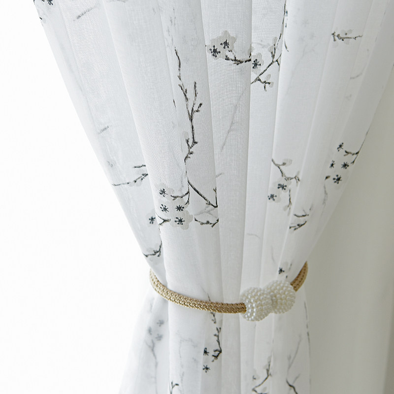 清新田园风碎花窗帘窗纱成品高档卧室阳台客厅飘窗烂花纱帘小梅花