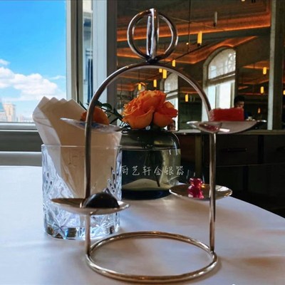 304不锈钢下午茶蛋糕摆件镀银点心架展示架甜品台糕点迷你架子