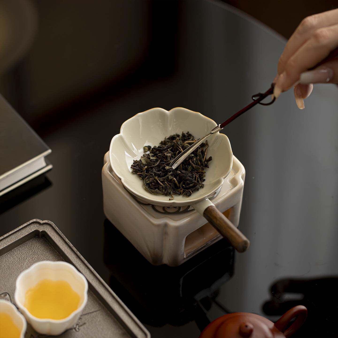 柴烧暖小温茶型炉茶蜡烛煮茶炉DCGF-WCH瓷底座烤茶陶加热炉明火煮