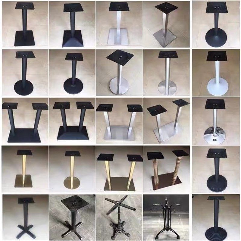 铸铁桌脚单柱支架咖啡厅黑色桌架大理石桌腿餐桌吧台架不锈钢台脚