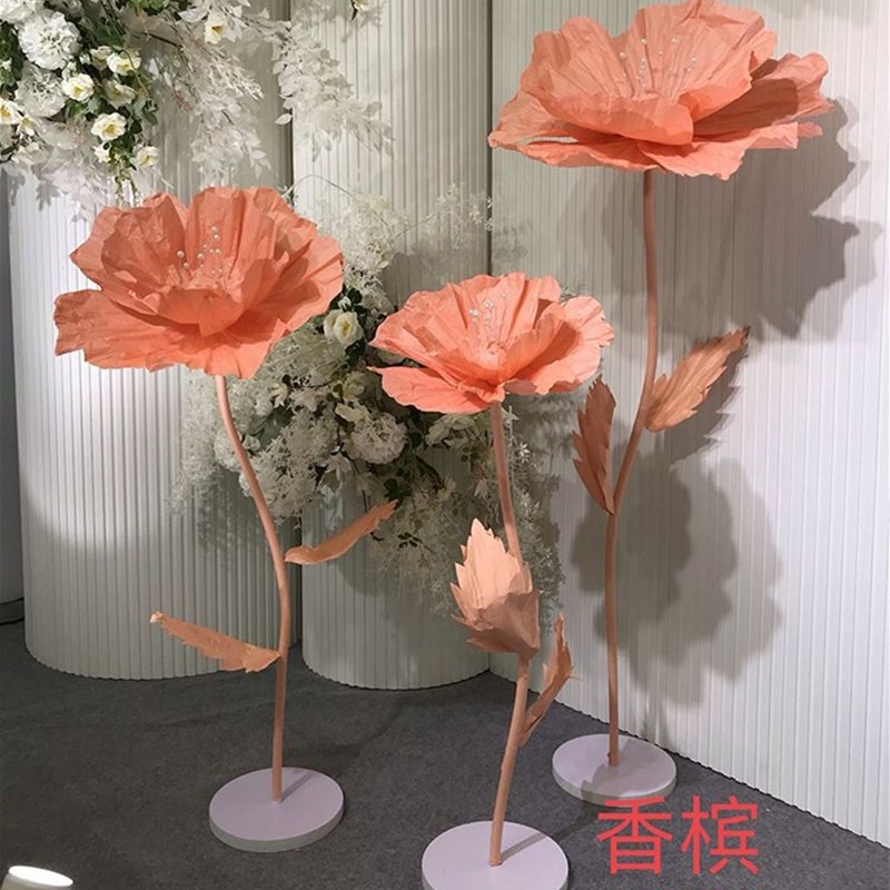 婚庆手工路引花皱纹纸花婚礼装饰摄影布置舞台背景美陈道具摆件