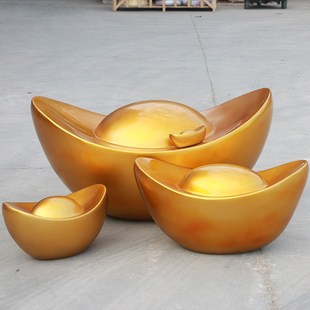 仿真金元宝摆件大型玻璃钢雕塑新年节日商场楼盘酒店商铺招财装饰