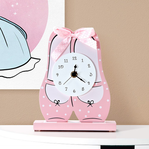 桌面时钟儿童房家用静音创意花朵座钟小摆设女孩样板房装饰品摆件
