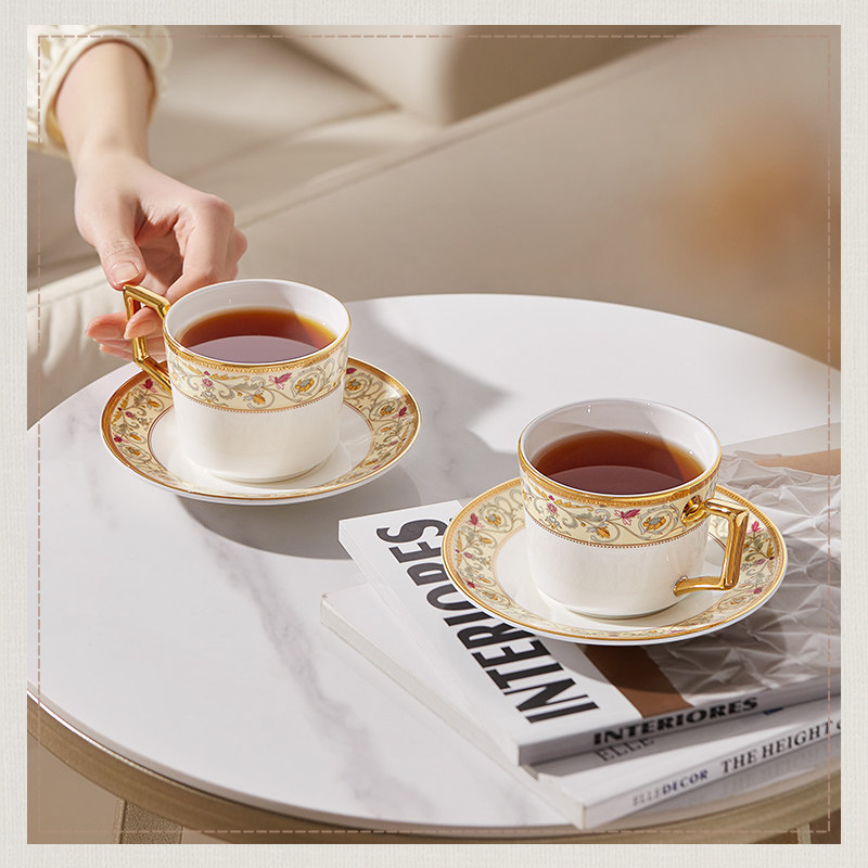玛戈隆特欧洲花园骨瓷咖啡杯礼盒装对杯套装精致下午茶杯子送礼