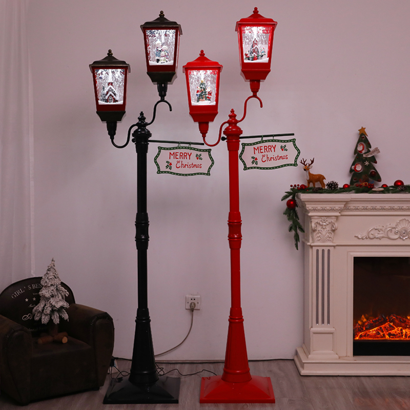 耶诞节装饰品飘雪路灯音乐喷雪灯商场酒店下雪灯橱窗场景布置摆件