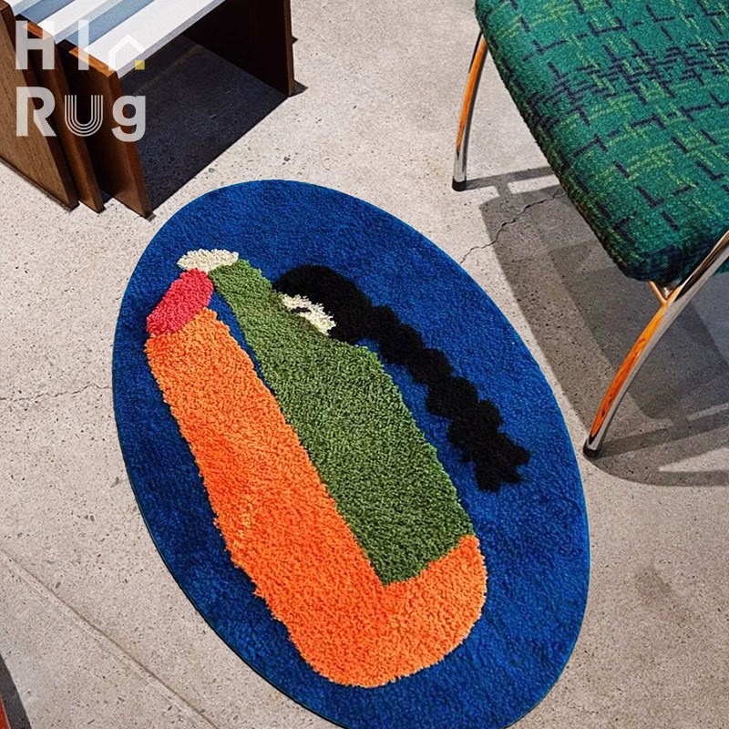 HIRug拉伸女孩卧室床边毯卡通家用tufting门垫客厅地毯茶几毯地垫