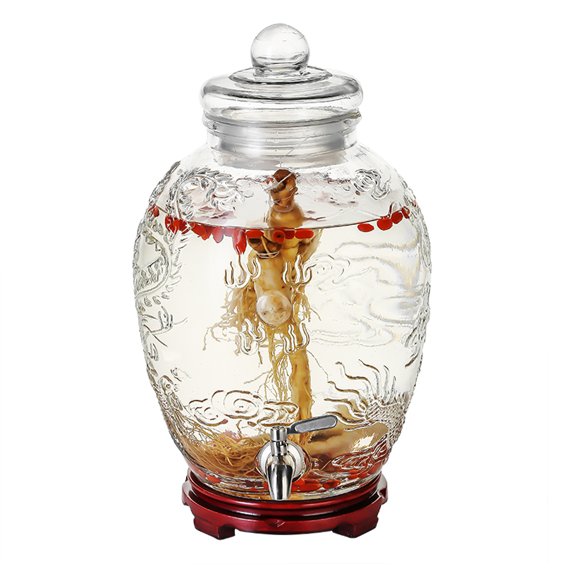 彪王泡酒玻璃瓶带龙头20斤斤酿酒缸龙凤酒罐大酒桶人参药酒坛子