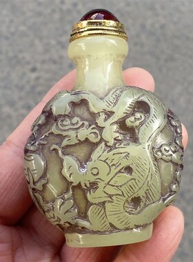 夜光龙凤工艺鼻烟壶手把件鼻烟粉空瓶怀旧装饰鼻烟瓶把玩摆件送礼