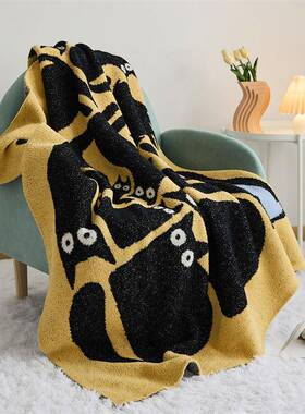 瑞房景睡毯秋季加绒厚午卡通A类半边71860儿童针织黑猫咪毛毯