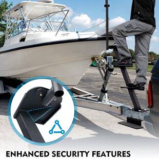 重型船用拖车踏板，带安全把手，表面防滑，与大多数深 V 型拖车