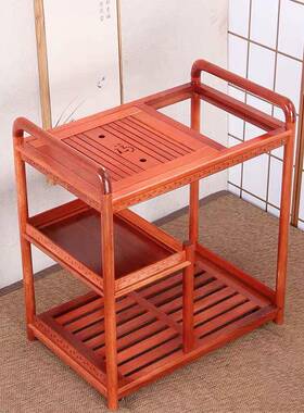 花梨木茶车移动茶约车家用简茶台电磁炉装泡茶车套实RWQ木茶台