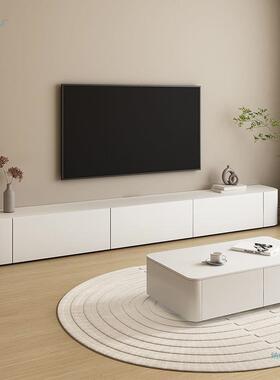 白色OTW落地电视柜茶户几组合现代简约小型室实木客厅电卧视弧柜