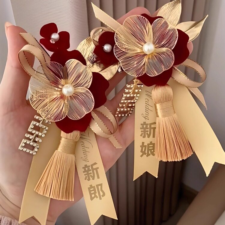 新郎新娘结婚胸花家人全套父母襟花一套婚礼胸针别花备婚用品大全
