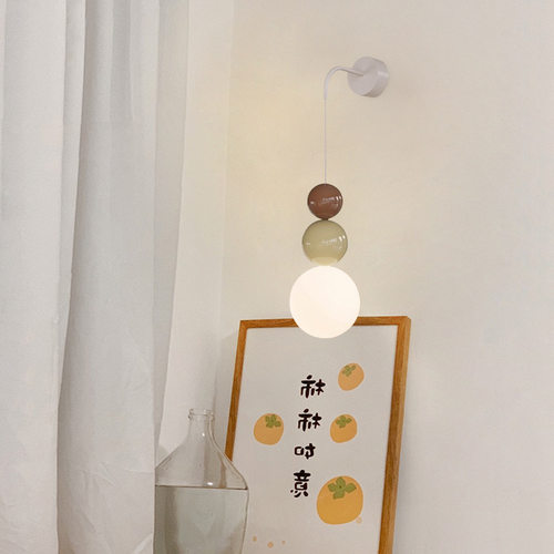 奶油风卧室床头壁灯创意葫芦走廊过道墙灯法式镜前小壁灯