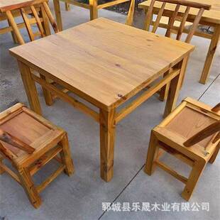 实木八仙桌家居正方形餐厅吃饭桌椅组合京九线餐馆小吃店餐桌