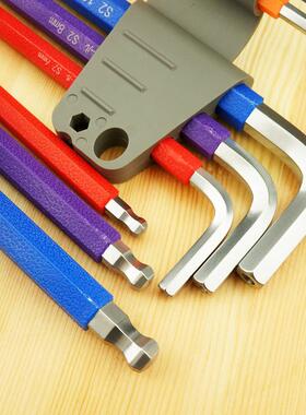 福冈彩色护套水雾球头内OKL六方组套中手长角pc9s内六扳套装FO-33