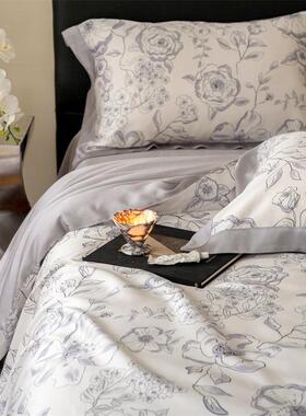 高档轻奢A类60s兰丝四件套裸睡舒适天冰精丝凉感单AEW20250床被套