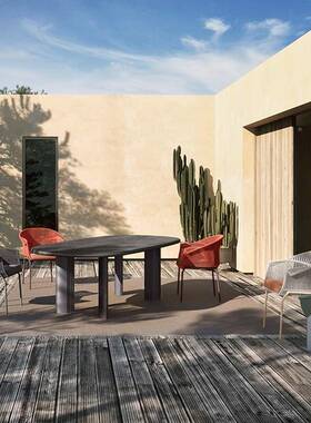 外花园庭院宿桌椅别墅露台岩椅板餐桌组TWI合民阳户台室外休闲藤