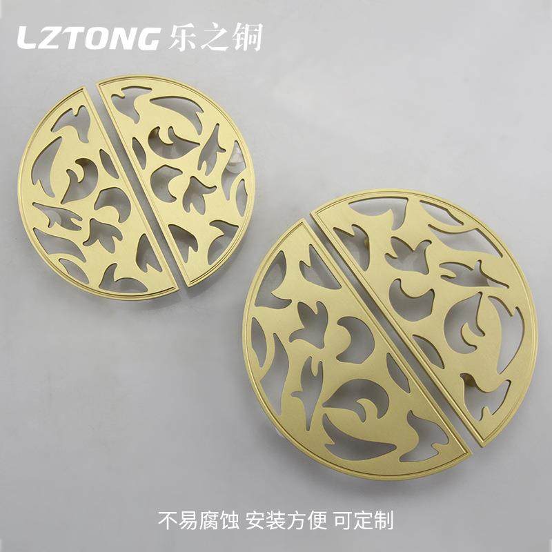 新式拉手橱柜圆门把手盘火烈纹圆中家具铜配件火烈纹圆盘拉手厂家