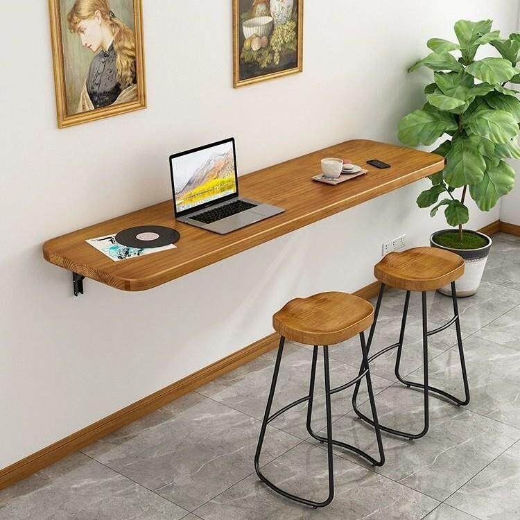 实木置物架一悬字板长条窄752书桌子墙桌电脑桌上折叠悬空书架书