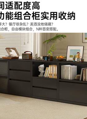 书柜收纳柜落地靠墙矮柜合轻奢复组柜客厅家储物古BMA用柜边柜置