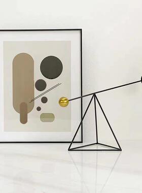 现代轻玄085奢平衡杆黑色几铁摆件关样板房客厅电视艺柜软装何饰