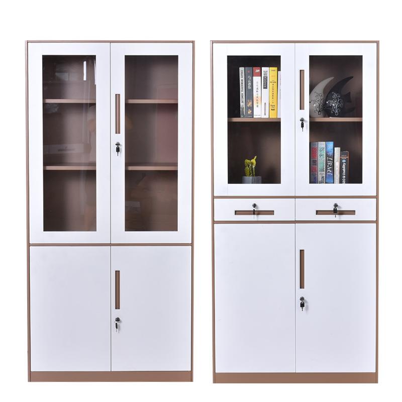 咖套色YJX—005窄边加厚文件柜铁皮料办公柜子白带锁矮柜证凭档资