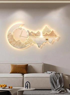 高档山DD101966水画创灯意挂客厅壁术新款时钟2025钟钟艺表轻奢装